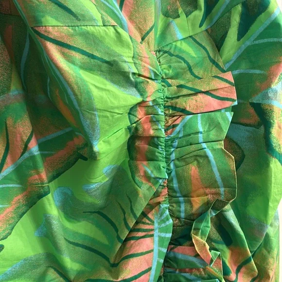 Tropical Green Leaf Print Dress - Picture 5 of 7